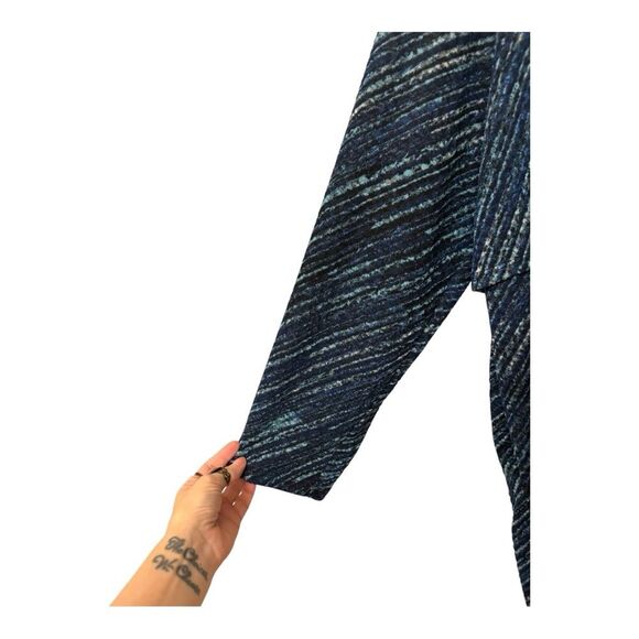 Catherines Blue Striped Asymmetrical Boho Tunic Top 1X Flowy Draped Plus Size - Picture 2 of 5